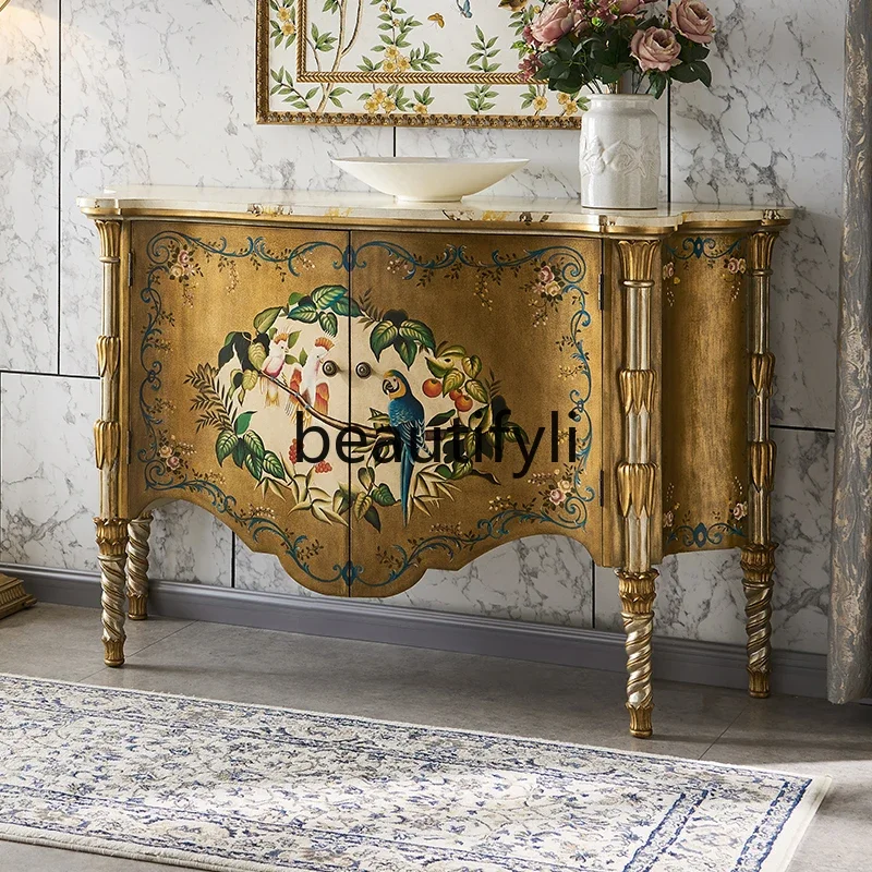 

European-style painted entrance cabinet, corridor decorative locker, living room large-capacity shoe cabinet