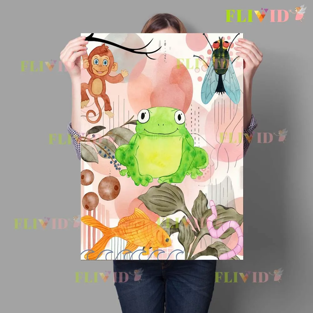 Cartoon Biology Chemistry Classroom Prints Gene Virus Laboratory Wall Art Canvas Painting Decor Wall Pictures For Room Unframed