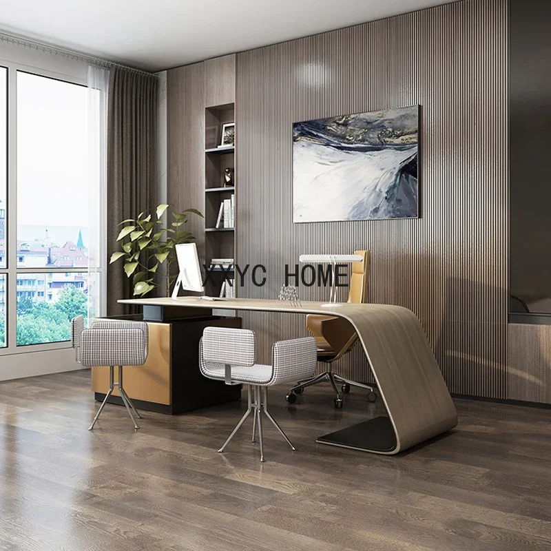 Light Luxury Wood Grain Paint Boss desk Office for Boss Simple Modern Manager