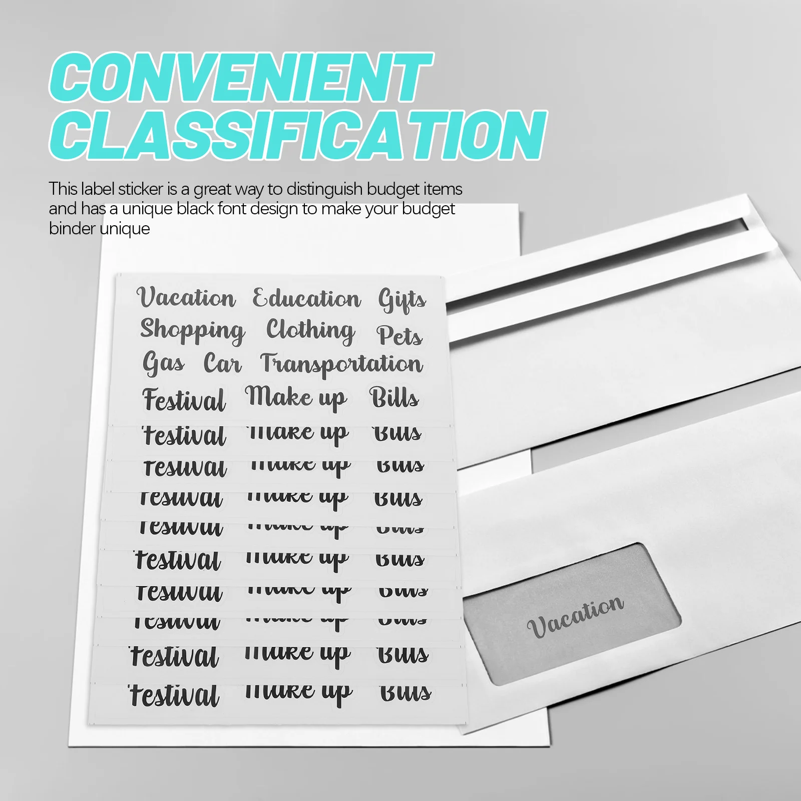 10 Sets Scrapbook Stickers Cash Budget Small Label Accessory Daily Use Envelope Labels Household Black