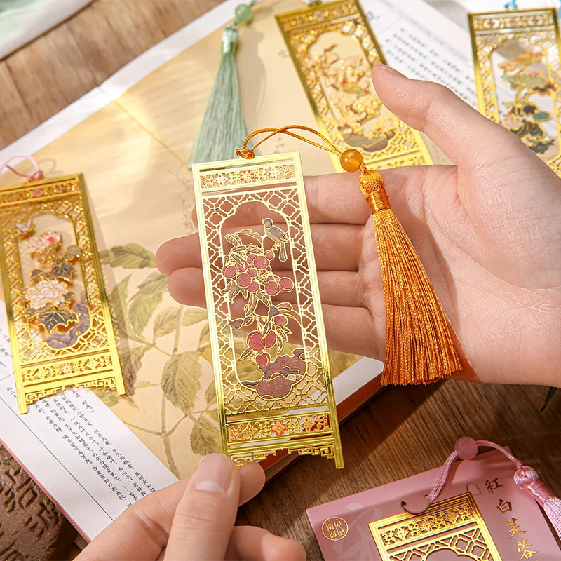 Yaqu Series Hollow Metal Book Clips, Special‑Shaped Screen‑Style Bookmarks Student Reading Page Marker Stationery Gift