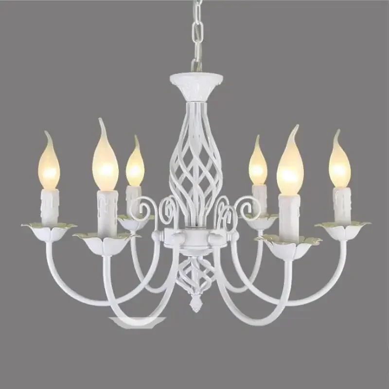 

Fashion Iron Chandeliers LED Lamp E14 Bulb Black/White Simple Living Room Lighting Pendant Modern Chandelier Lustre