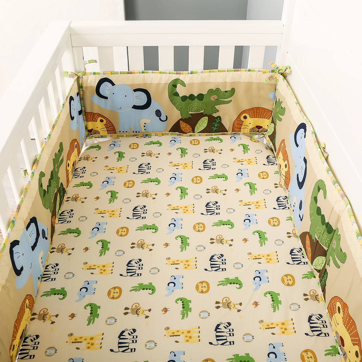 4pcs Crib Around Cushion fence protector Classic Collection Anti-Bumperle Crib Liner Fits Full-Size crib  for rails liner