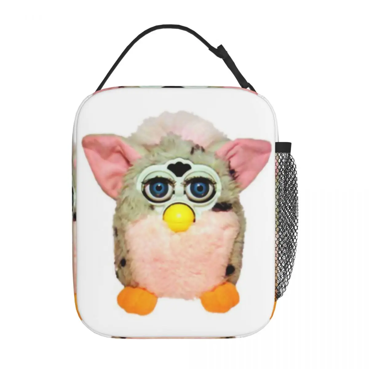 Leopard Furbys Cartoon Robot Toys Insulated Lunch Tote Bag for Women Portable Thermal Cooler Bento Box Work School Travel