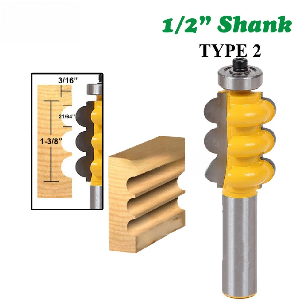 

2 шт. 1/2 дюйма, тройная бусина с хвостовиком, формовочная фреза, дверной ящик, деревообрабатывающая фреза для деревянных перил, линейная торцевая фреза