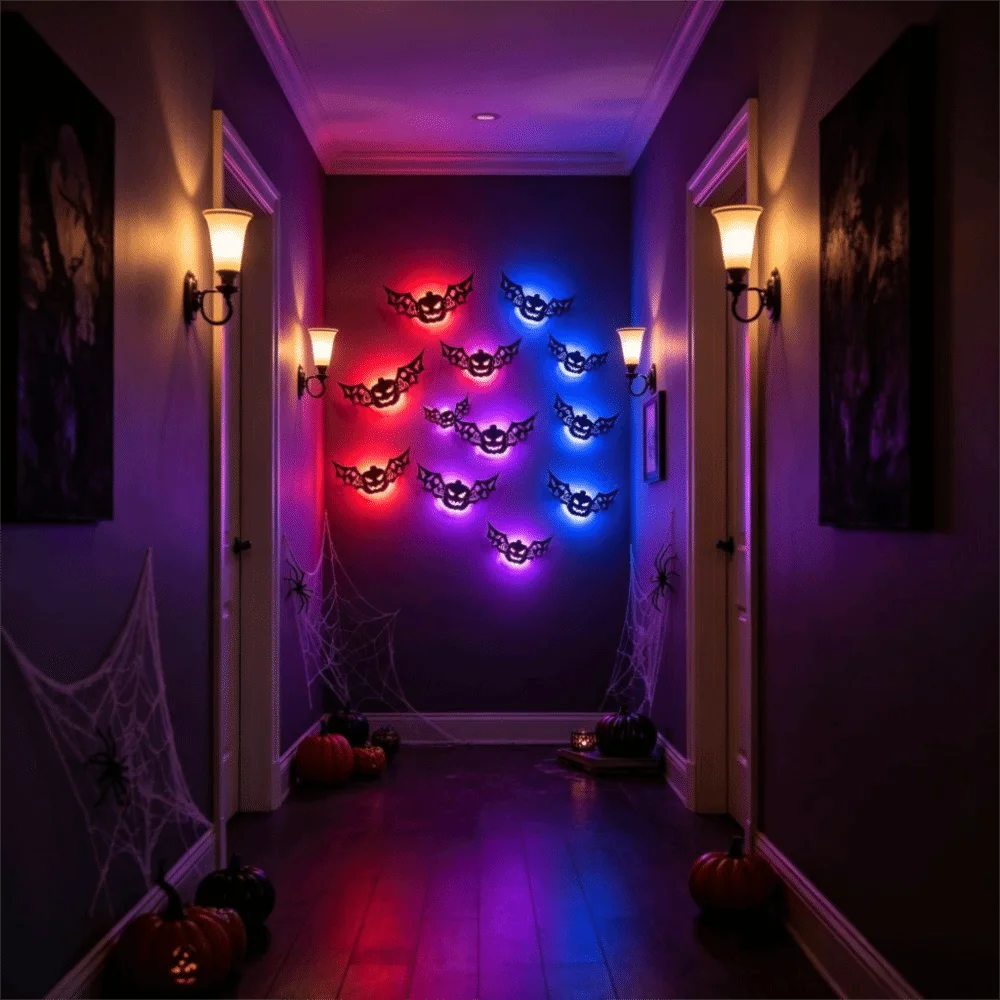 12pcs 3D Luminous Bats Bat Wall Sticker PET Material Stereoscopic Bat Night Light Self-Adhesive Halloween Wall Decal