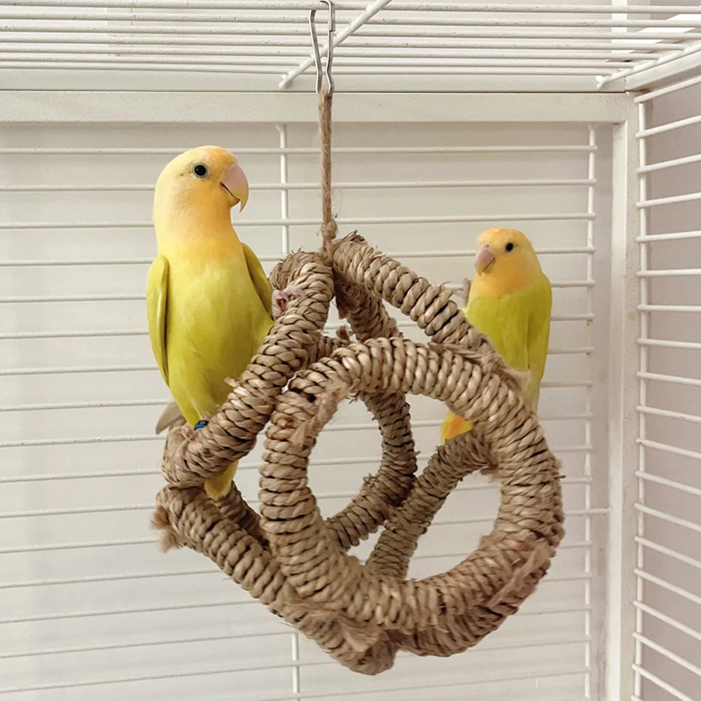 Bird Parrot Swing Toys Hammocks Rings Toy Anti Gnawing Non-slip Standing Hanging Perch Cage Accessories For Budgerigar Cockatiel