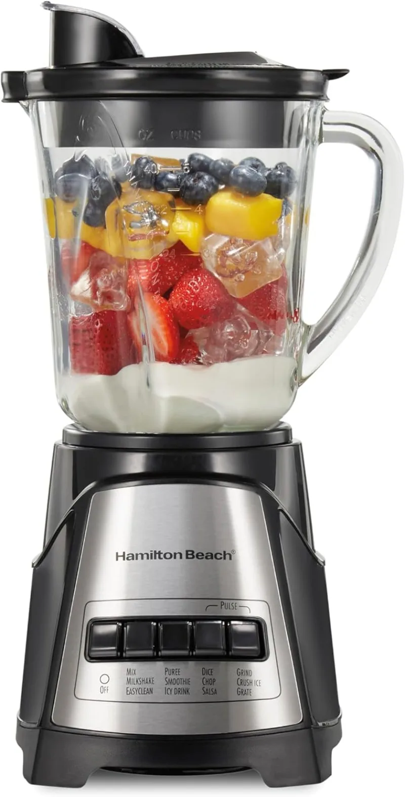 Blender Voor Shakes En Smoothies, 40 Oz Glazen Pot, 12 Functies, 700 Watt, Zwart (58148a)