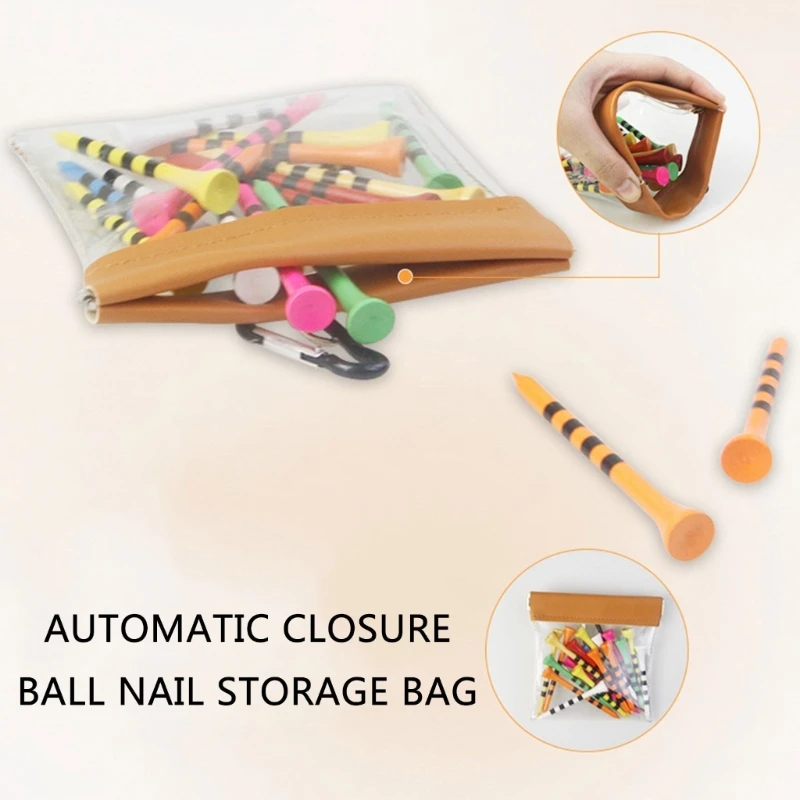 Golf Tees Storage Pocket Portable Squeeze Golf Tees Golf Tees Bag with Clip Golf Accessories for Men Women