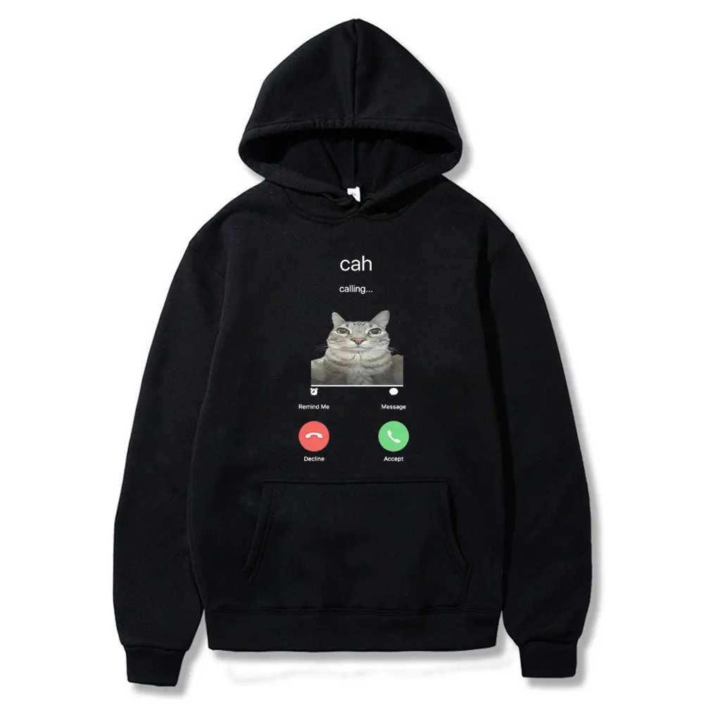 Cah Calling Meme Hoodies Funny Viral Cat Phone Meme Wears Internet Culture Cat …