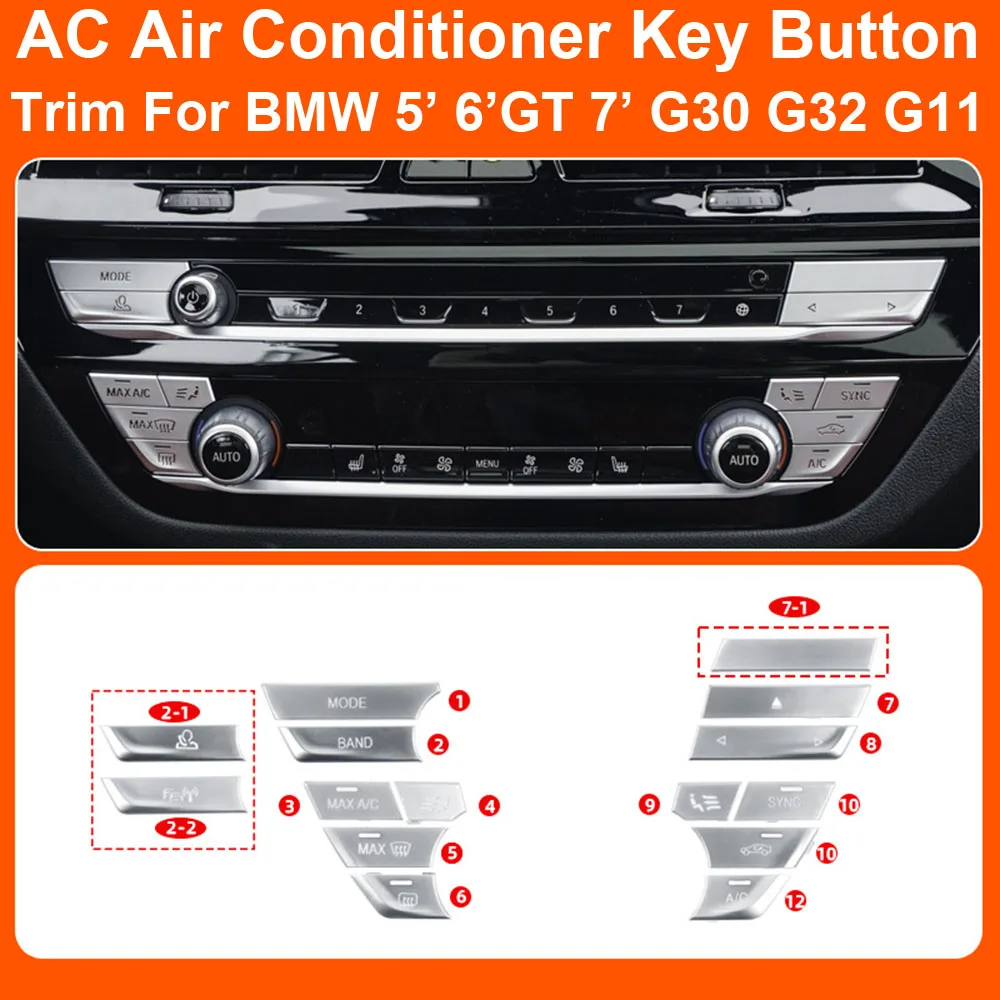 Interior AC Console Air Conditioner Button Sequin Decoration Cover Trim Replace For BMW 5 6' GT 7-Series G30 G31 G38 G32 G11 G12