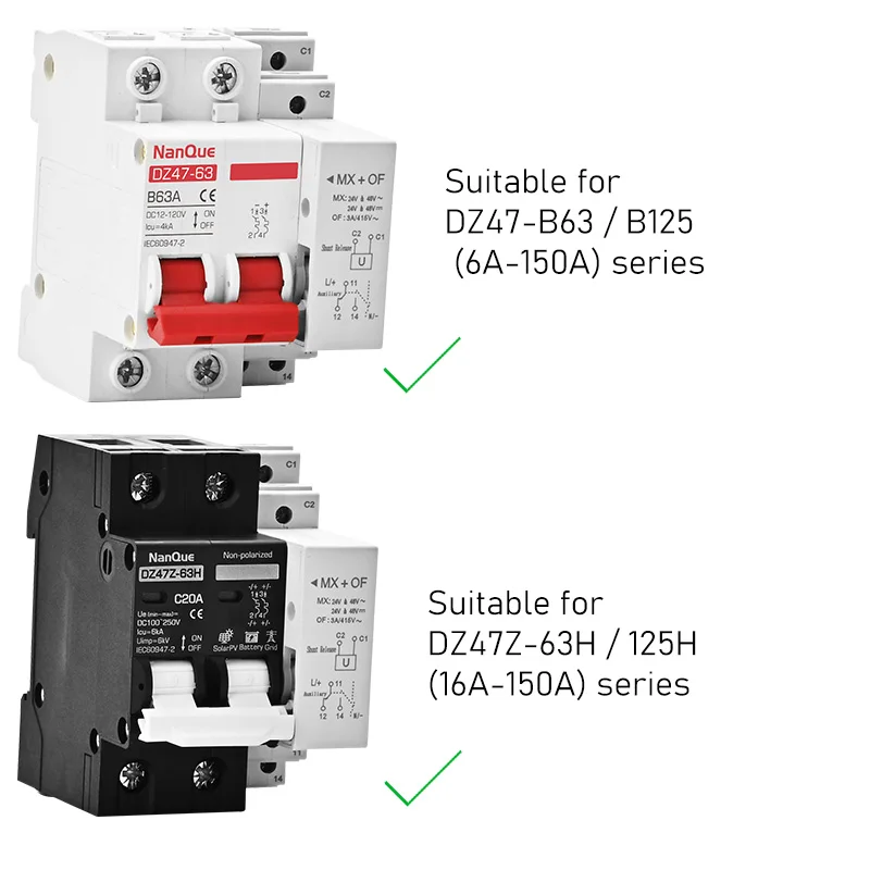 AC DC 24V 48V 220V Shunt Trip per DZ47 MCB Remote Feedback MX di interruttore ausiliario rilascio elettromagnetico di emergenza