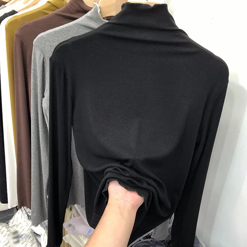 خريف شتاء عالي Ne Long Sve Base irt نسائي متعدد الاستخدامات لون خشبي عالي Ne Base irt Commute Sle K... #2