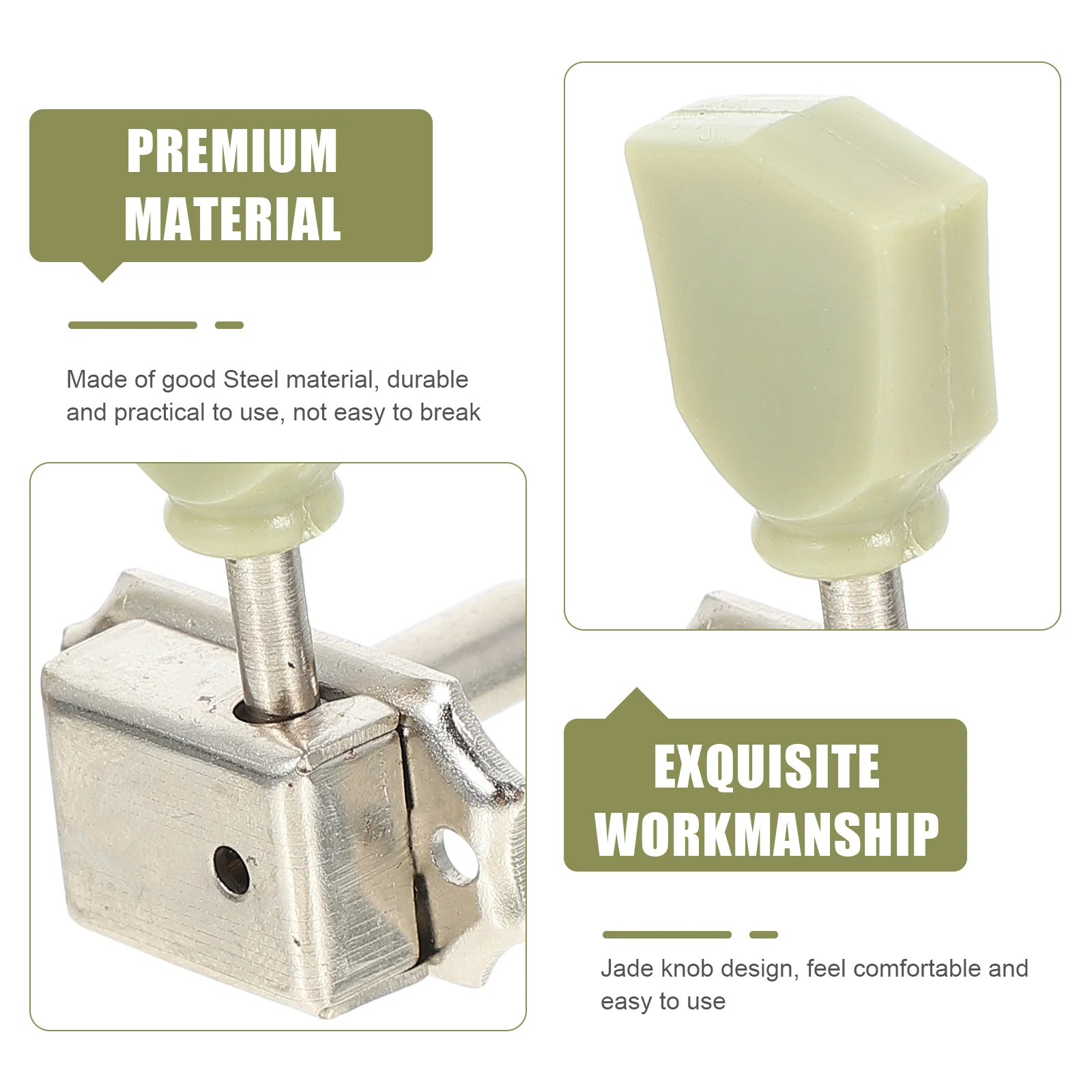 

6Pcs Guitar Machine Heads Sturdy Steel Tuning Pegs Smooth Performance Replacement Parts for Acoustic Electric Folk Guitar