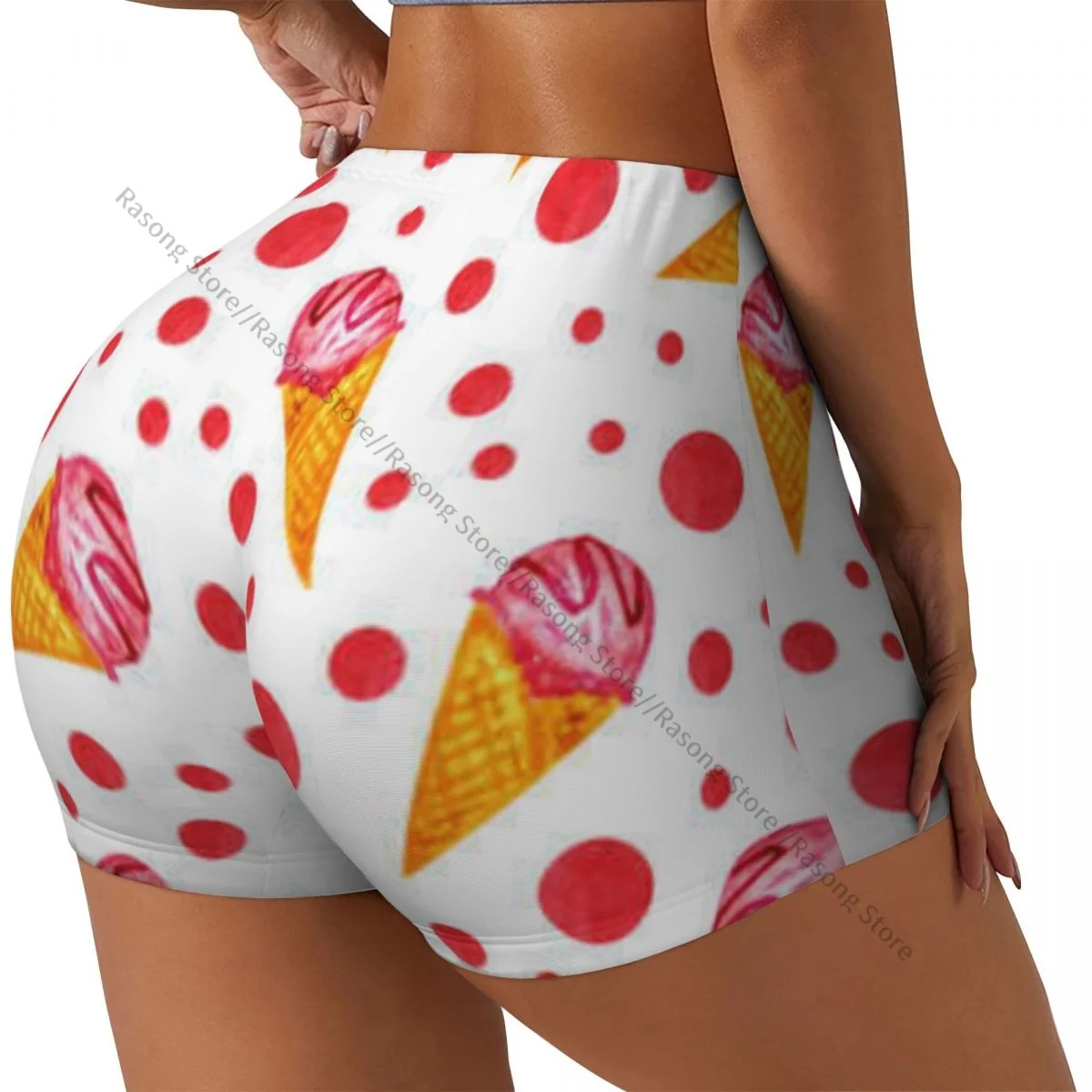 

Женские шорты для йоги с рисунком конуса мороженого, скребок, подтяжка ягодиц, комфортный фитнес-зал