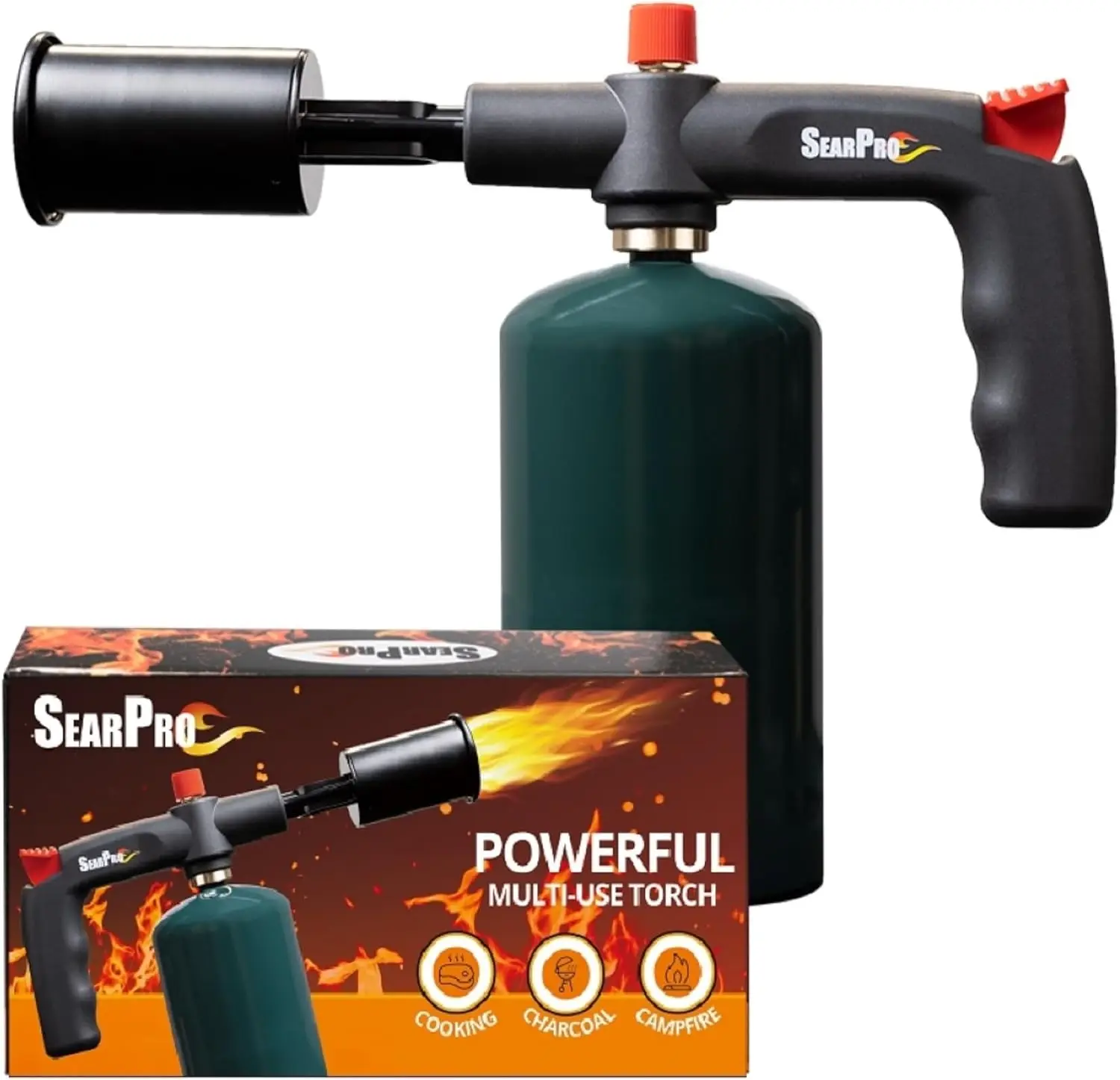 

Powerful Cooking Torch Lighter for Sous Vide, BBQ, and Charcoal Starter - Adjustable Flame, 1800°F