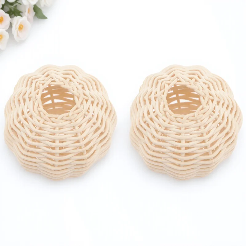 

2pcs Rattan Lamp Shade Woven Lampshade Decorative Light Cover Dust-Proof Protective For Living Room Bedroom Study Durable