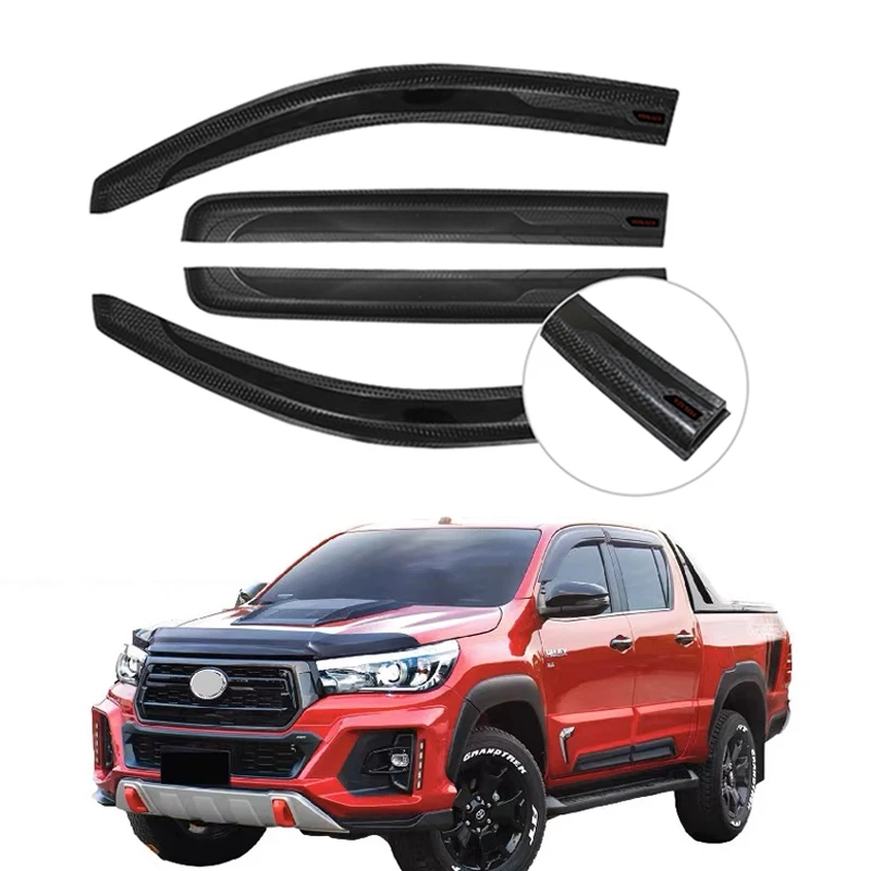 Factory Wholesale Car Accessories 3D Carbon Surface Door Visor Side Window Deflector Rain Visor For Toyota Hilux Revo 2021-2022