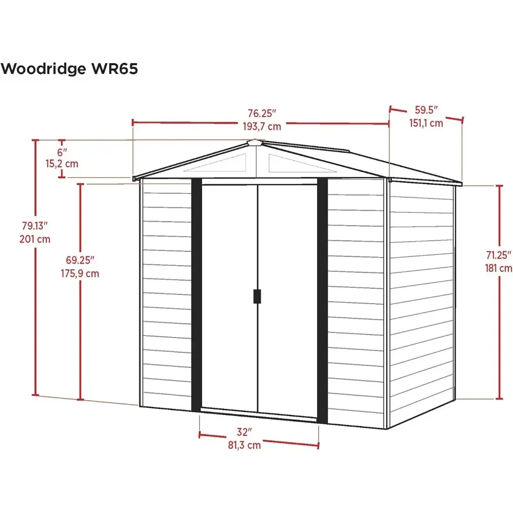 65 steel 6 x 5 foot low mountain wall galvanized coffee/wood grain storage shed, wood grain