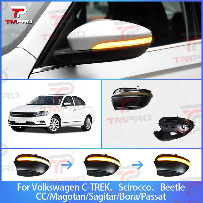 

For VW Passat CC B7 Beetle Scirocco Magotan Jetta MK6 Euro PR LED Side Wing Dynamic Turn Signal Light Rearview Mirror Indicator