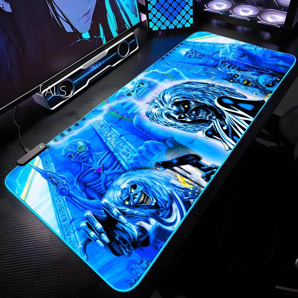 

I-I-Iron Band M-Maiden Mouse Pad RGB Backlit Mouse Pad Laptop Mouse Pad Laptop Gamer Computer Desk Gaming Accessories