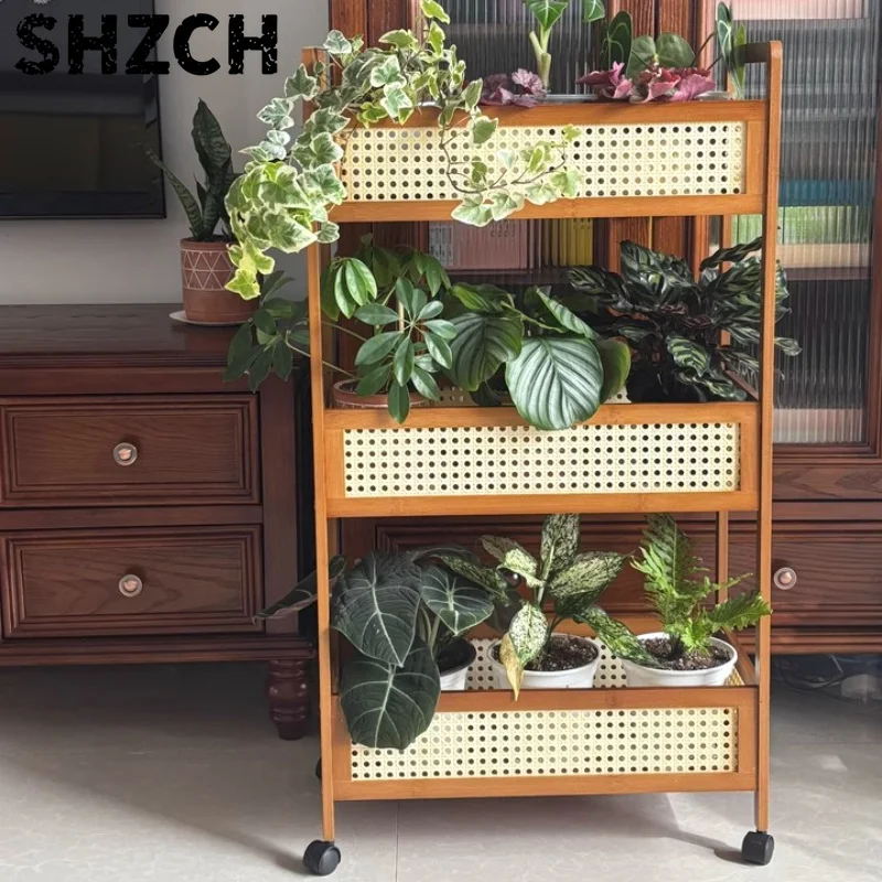 Mobile Kitchen Storage Organizer Multi-Purpose Bedside Snack Stand 3-Tier Rolling Shelf with Wheels Space-Saving Storage Rack