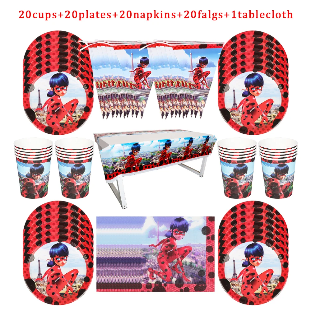 Rote Mädchen-Themen Geburtstagsparty Tischdekorations-Set Partyzubehör Banner Wimpelkette Geburtstagshut Digitaler Ballon