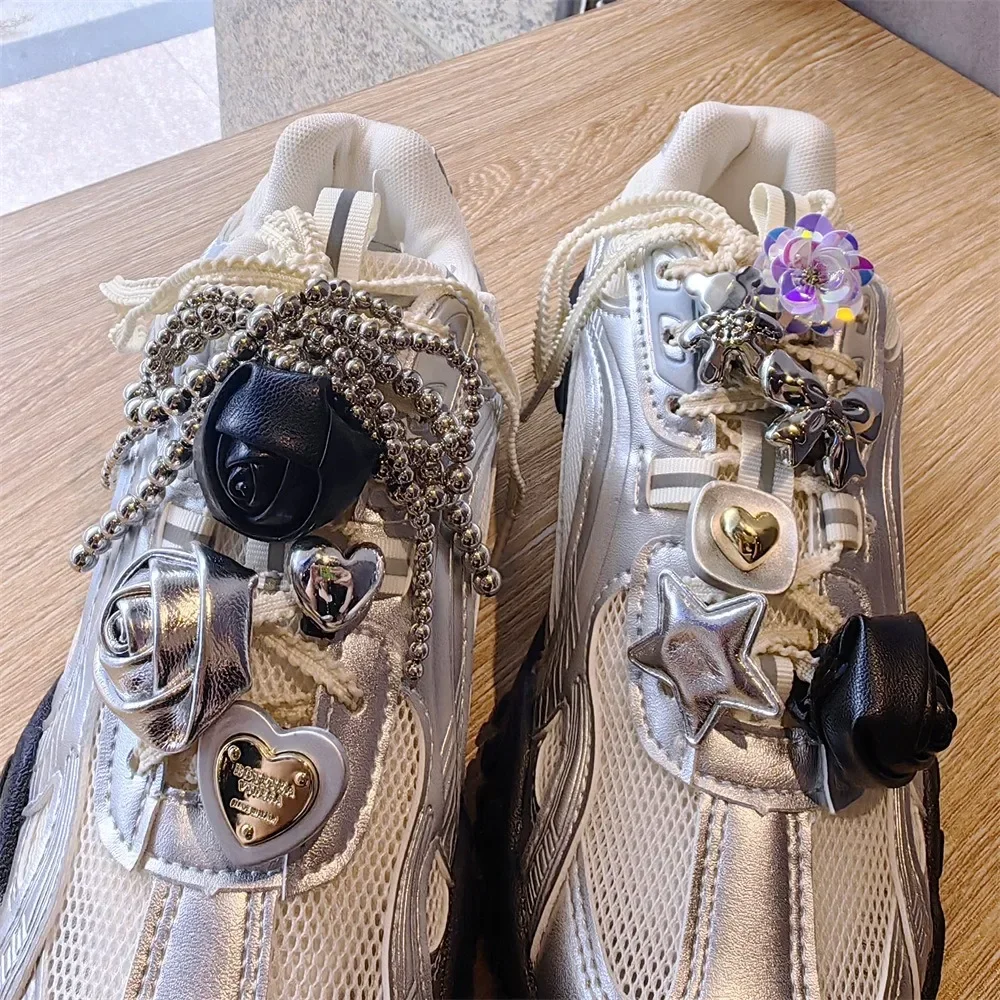 1PCS Neue Mode Schnürsenkel Clips Schnalle Dekorationen Schuh Schnalle für Sneaker Leder Rose Bogen Herz Schuh Charms Schuhe Zubehör – Detail 3