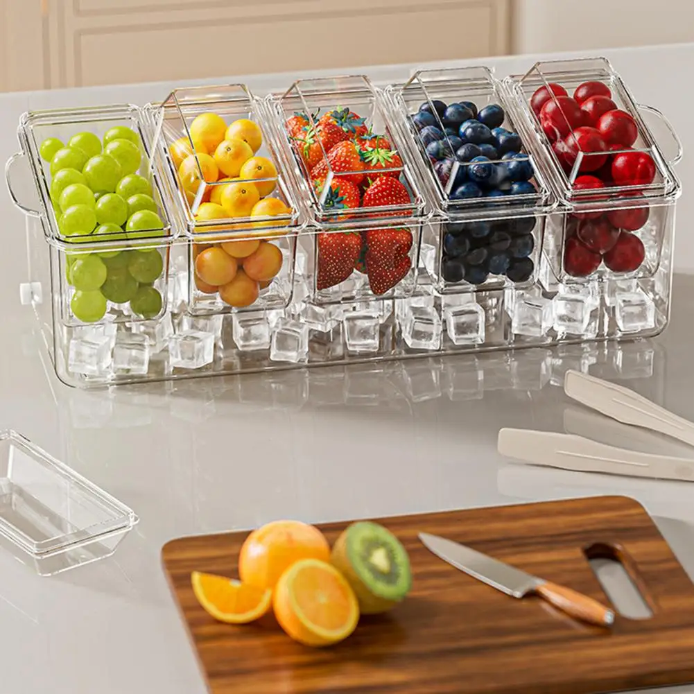 

Transparent Storage Box Bpa-free Storage Box Fruit Salad Box with 5 Compartments for Food Storage Capacity Bpa Free for Fruits