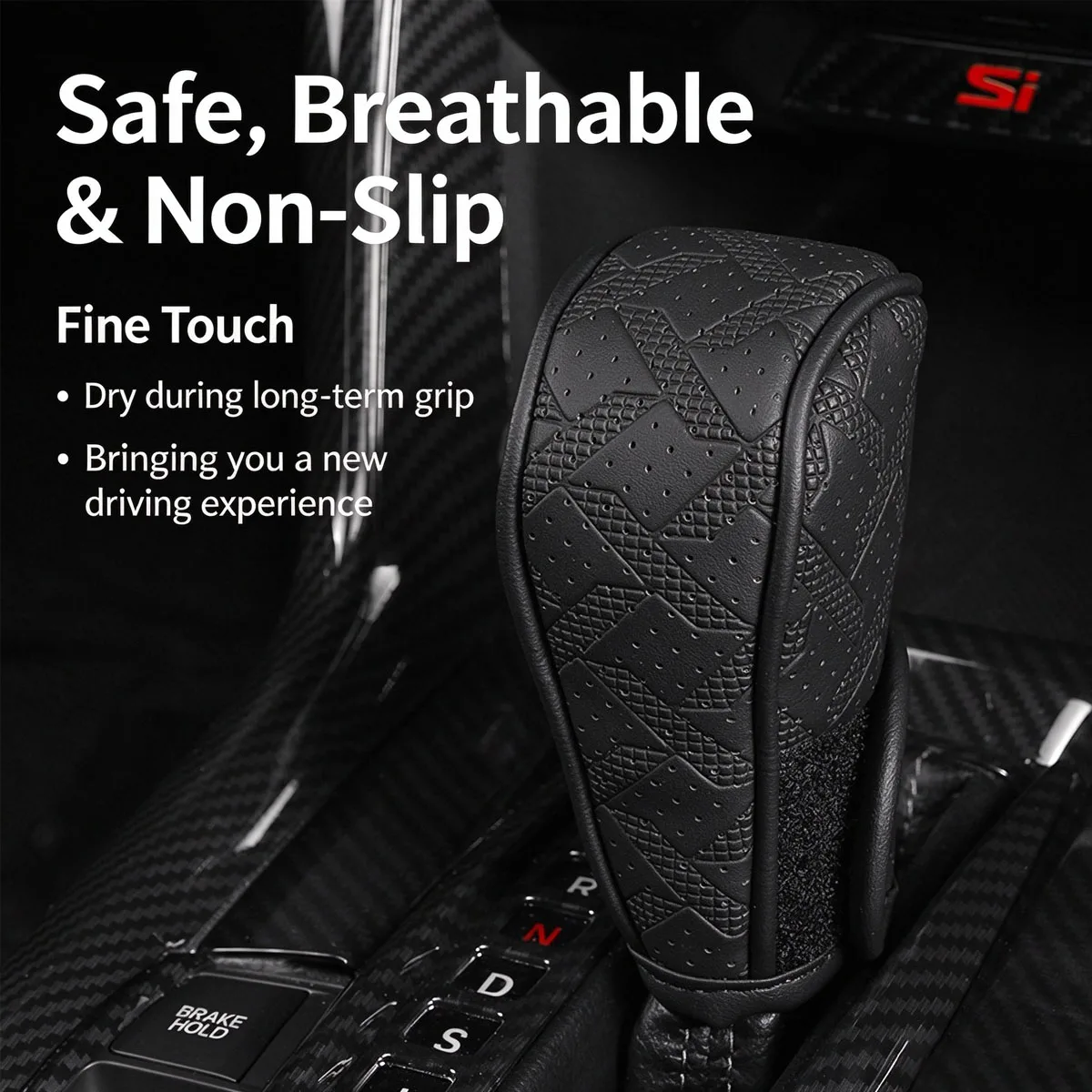 Car Gear Shift Knob Cover & Handbrake Cover, Premium Leather Breathable Anti-Slip, Interior Modification Kits Autos
