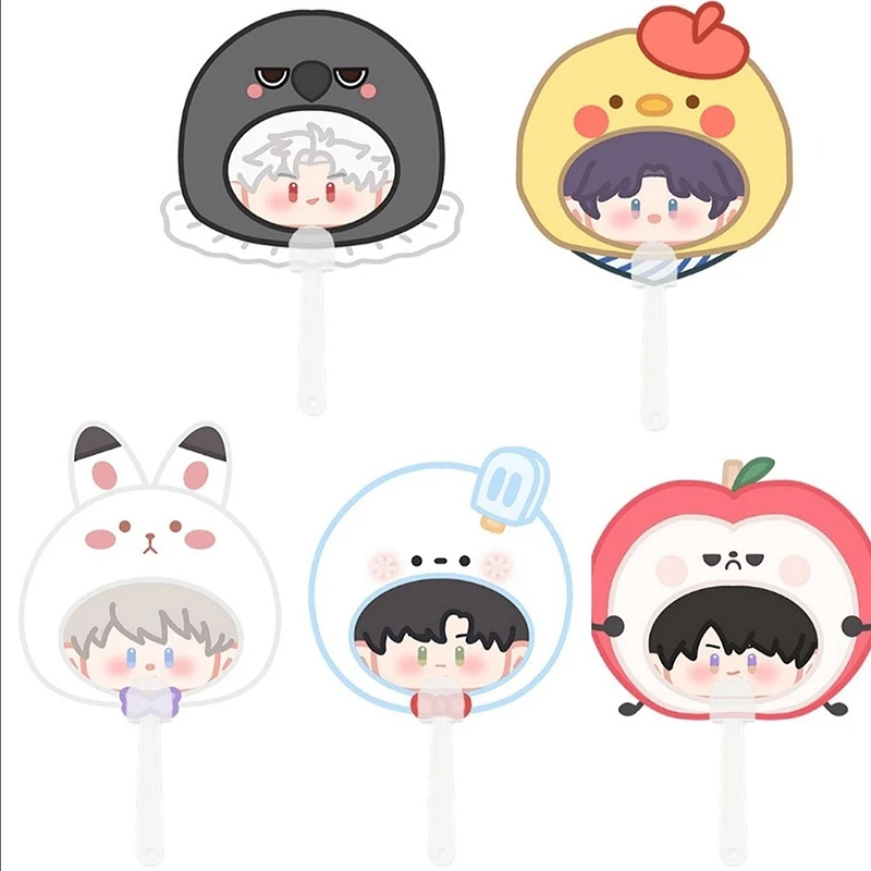 5 pezzi Gioco Love and Deepspace Simpatico ventaglio a mano Xavier Zayne Rafayel Ralayo Sylus Caleb Summer PVC Fan Disk Regalo creativo per feste