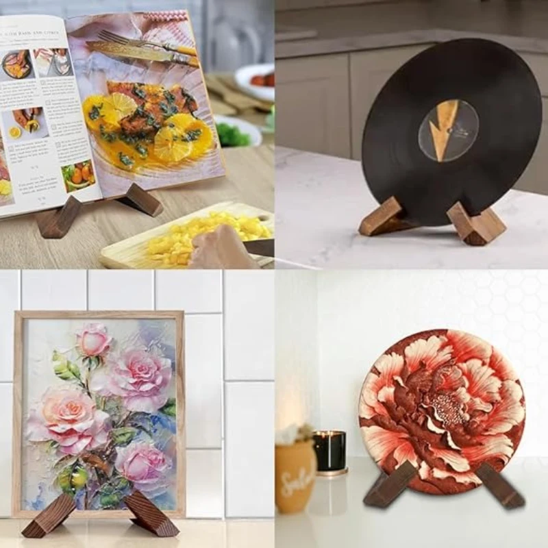 Wooden Cookbook Holders, Document iPad Tablet Holder, Cookbook Mount Reading Stand Wooden Record Stand Photo Frame Bracket