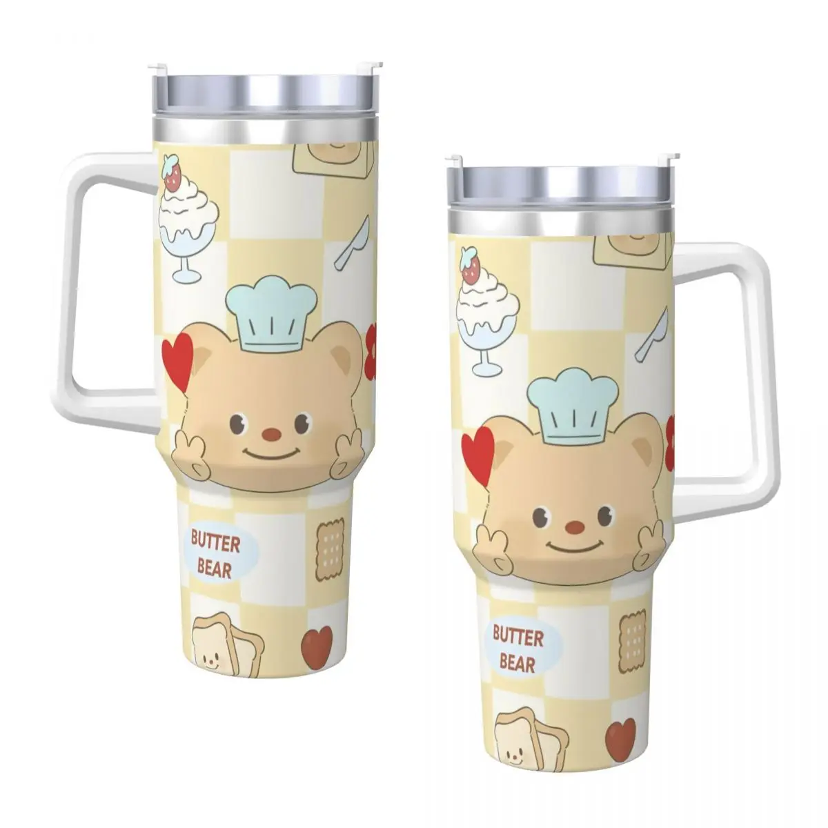 

ButterBear Head Stainless Steel Tumbler Travelist Car Mugs Large Thermal Cups Leakproof Hot Drinks Milk Tea Water Bottle