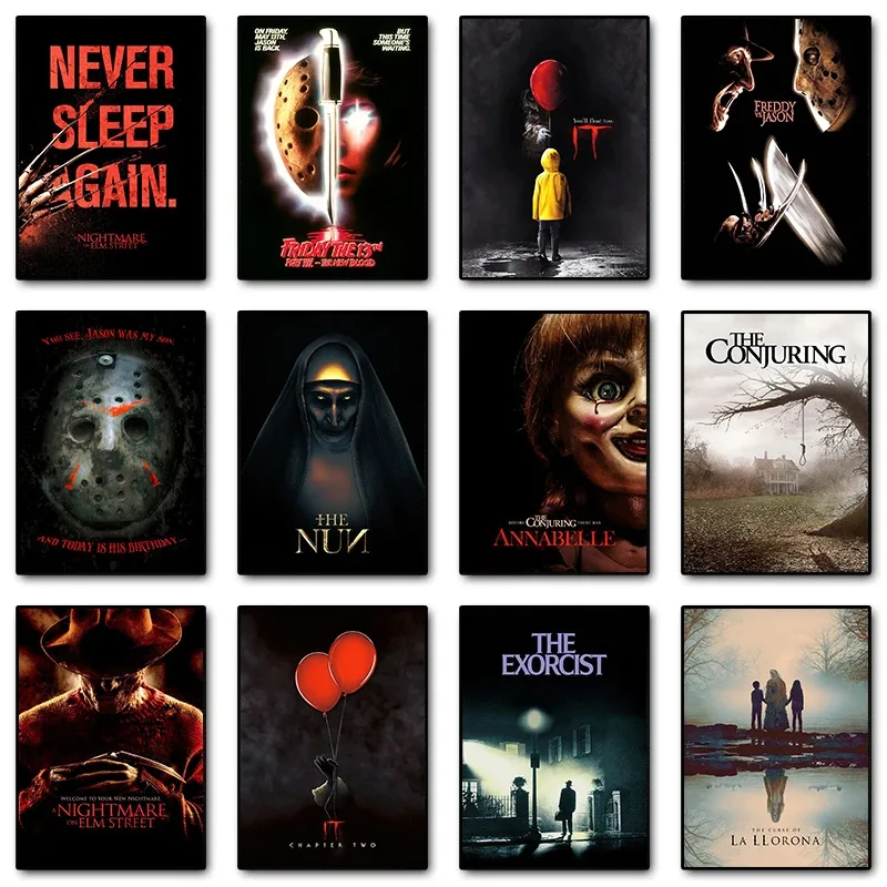 Classic Horror Movie Collection The Conjuring/The Nun Poster Print Canvas Painting Wall Art Pictures for Home Bedroom Decor