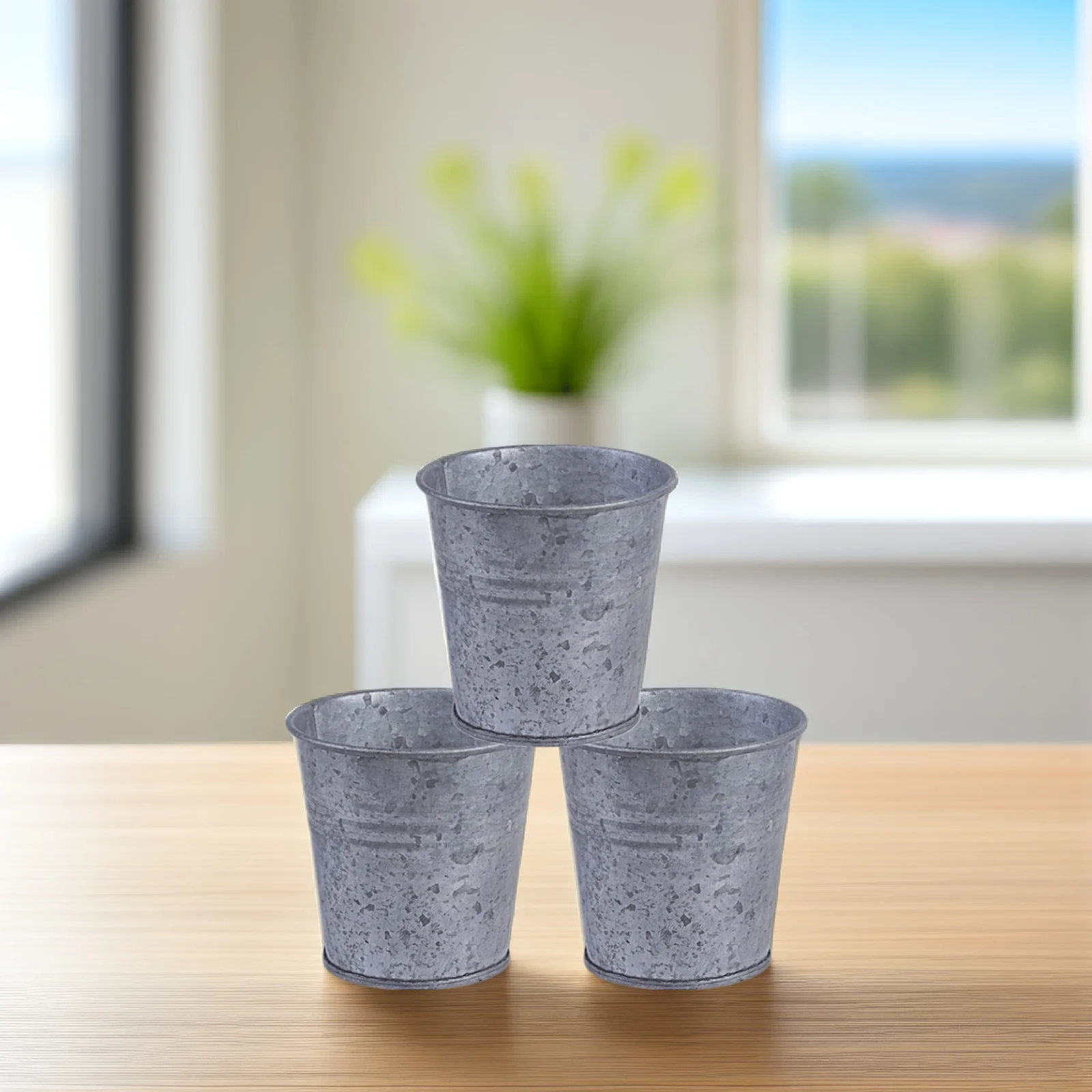 

3 pcs Iron Flower Vases Vintage Storage Buckets Desktop Decorations Household Succulent Flower Pots Retro Plant Holders