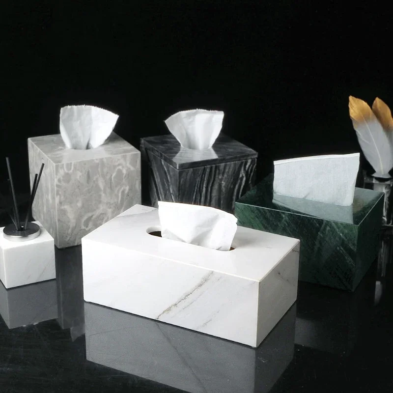 Natural Marble Napkin Tissue Box Holder Luxury Toilet Paper Holder Bathroom Accessories Sets