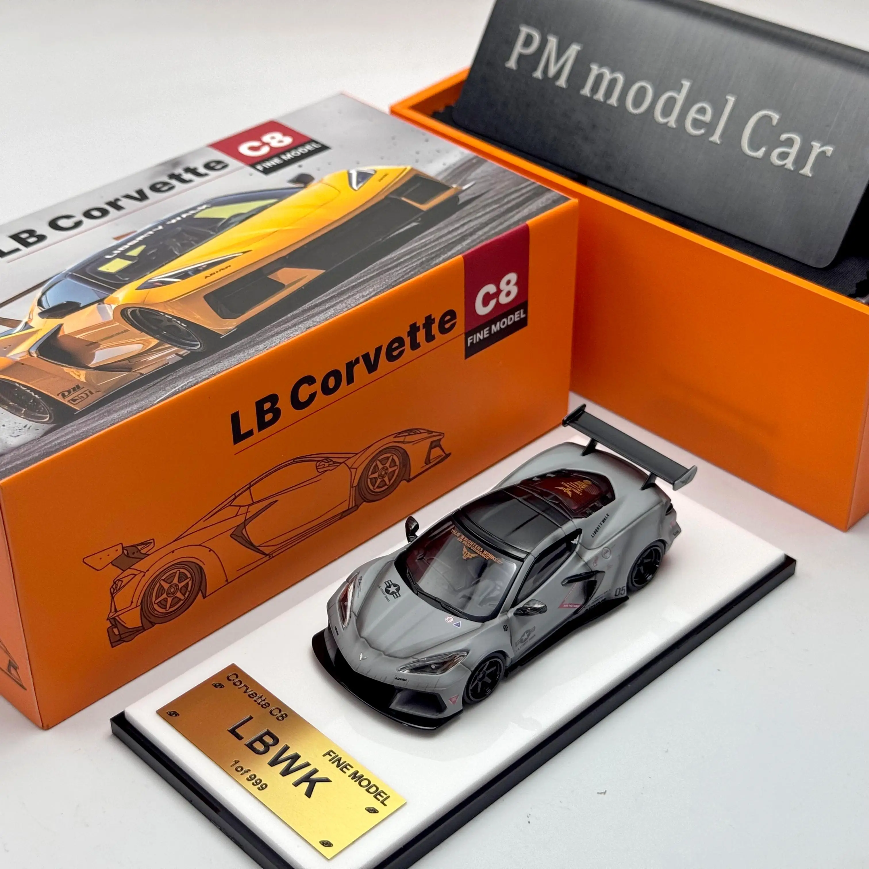 Fine Model 1:64 LBWK Chevrolet Corvette C8 Alloy Diecast Model Car Collectible Gift Static Display