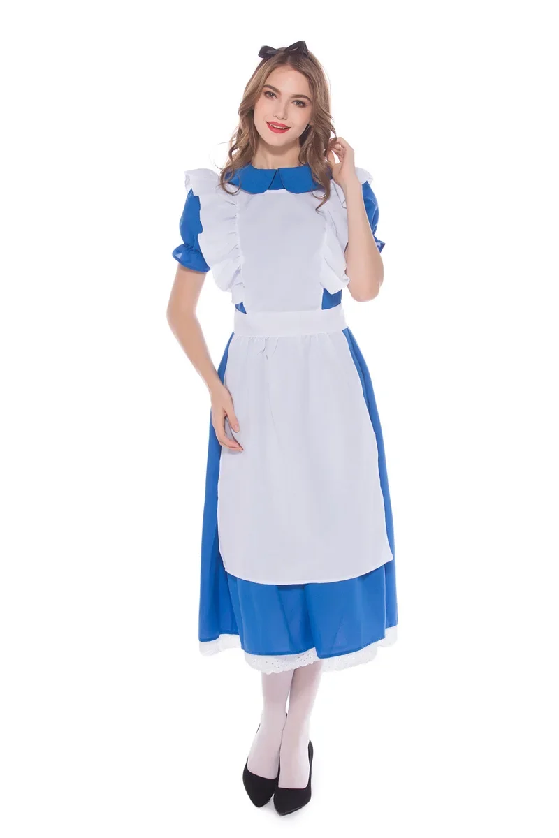 Halloween Purim Volwassen Anime Alice In Wonderland Avonturen Feest Verkleed Outfits Vrouwen Sissy Meid Lolita Cosplay Kostuumjurk