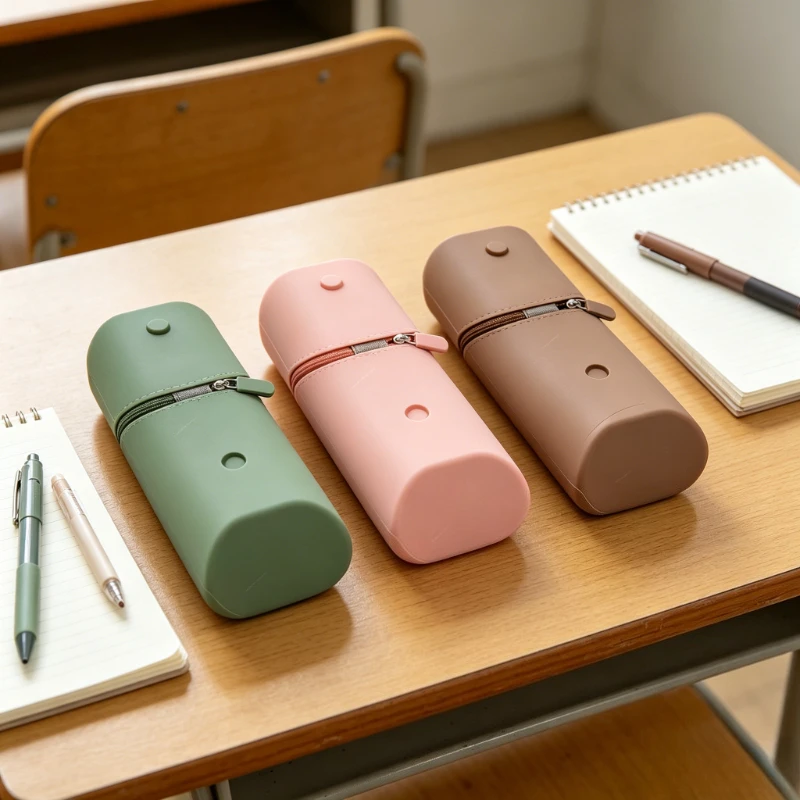 Portable Foldable Silicone Pencil Case Expandable Pen Holder, Waterproof Durable Desk Organizer for School Office Home Storage