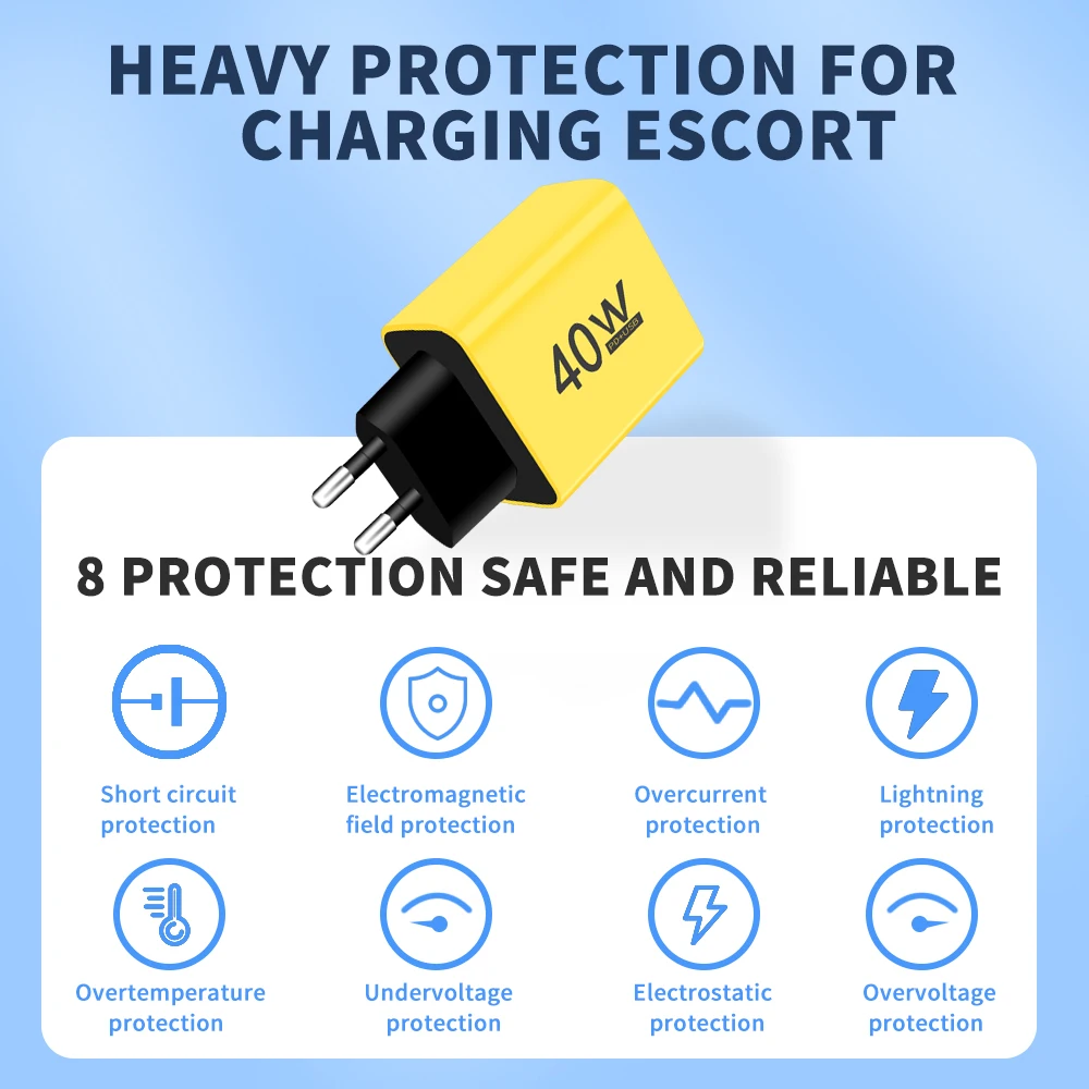 PD 40W USB Type C Fast Charging Charger For Samsung iPhone Huawei Xiaomi Multi Ports USB Quick Charge Type C Phone Power Adapter