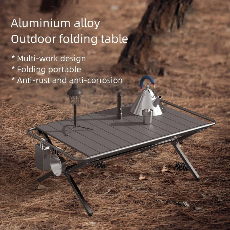 

Outdoor Aluminum Alloy Table Camping Egg Roll Folding Table Portable Lightweight Self-driving Barbecue Table