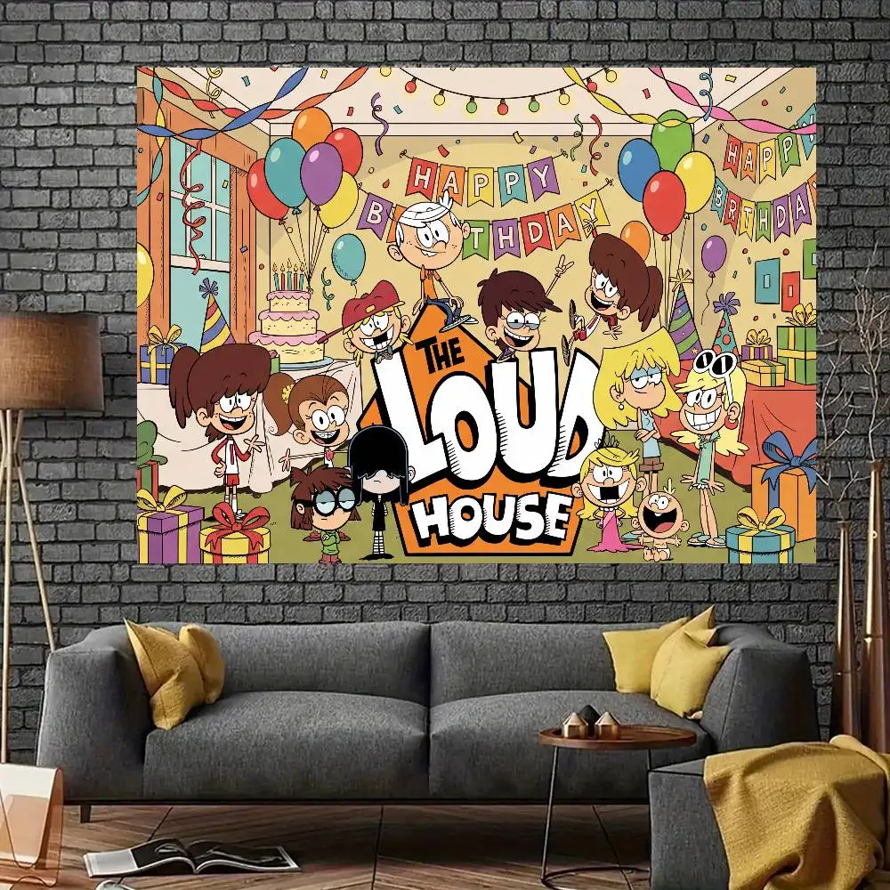 ANIME The Loud House Geburtstags-Hintergrund, tropischer Sommer-Fotohintergrund, Fotokabine, Fotozone