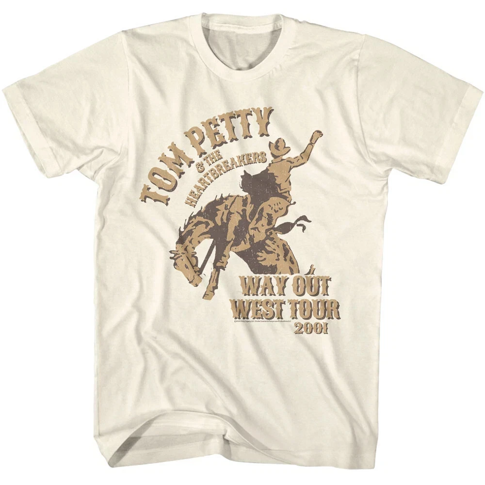 Image of Tom Petty & The Heartbreakers Way Out West Tour 2001 T-Shirt Herrenbekleidung Grafik-T-Shirts