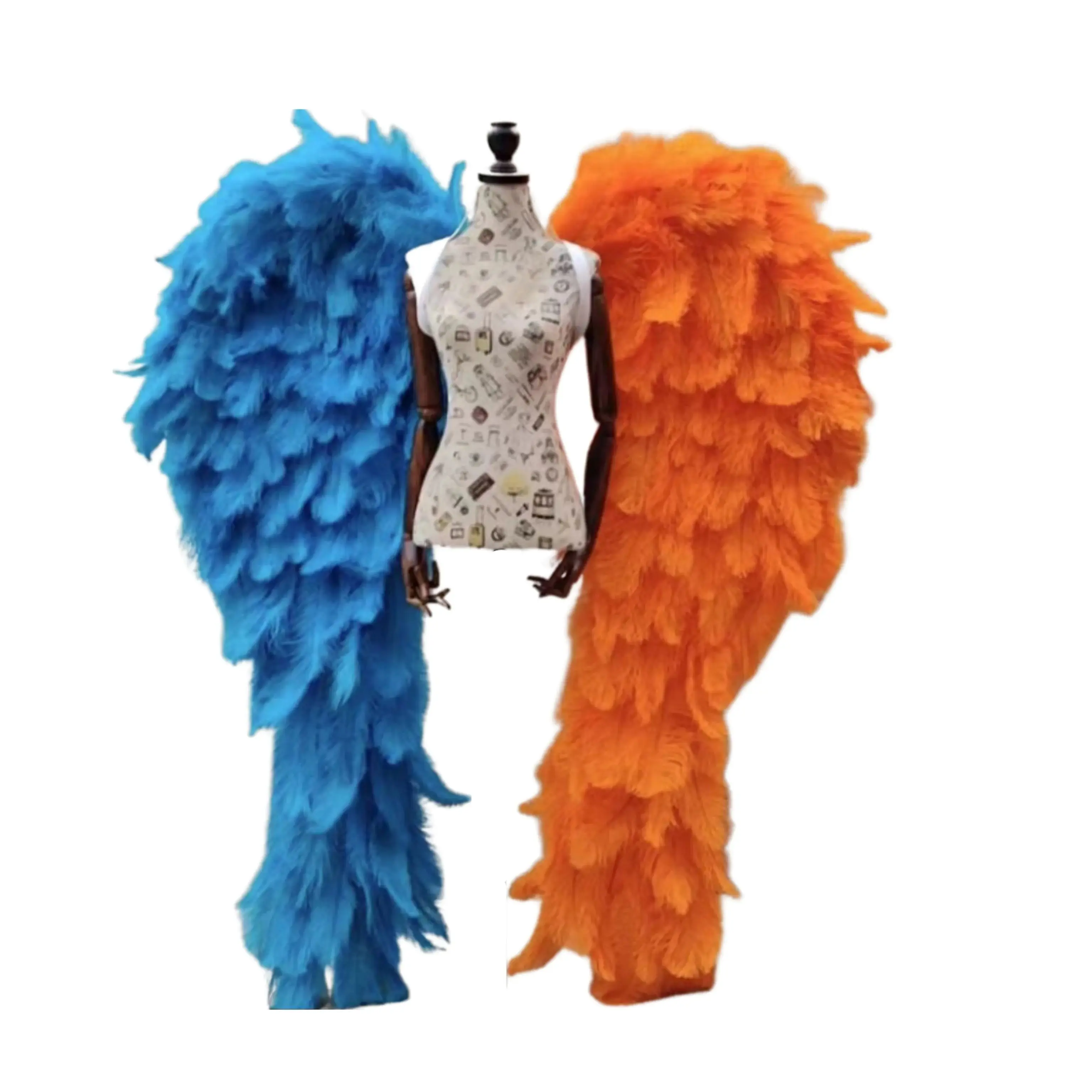 الطبيعية الأبيض النعامة ريشة أجنحة الملاك المتضخم الفاخرة حفل زفاف الدعامة مرحلة الأداء الملاك زي التبعي