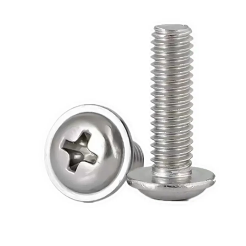 10~100pcs M1.4 M2 M2.5 M3 M4 M5 M6 304 Stainless Steel Cross Phillips Pan Round Truss Head With Washer Padded Collar Screw Bolt