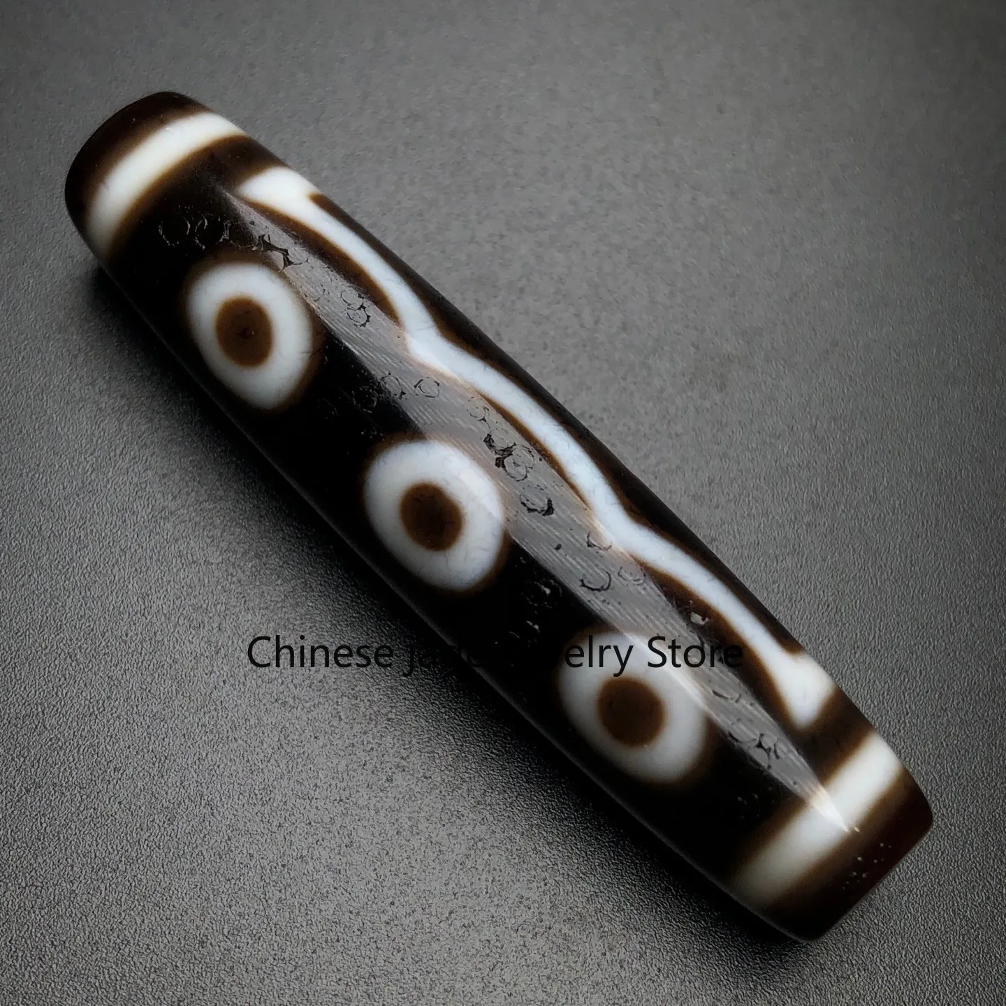 Rare Tibetan Buddhism Agate 5 Eyes Totem Dzi Bead Amulet Necklace Pendant Z3254