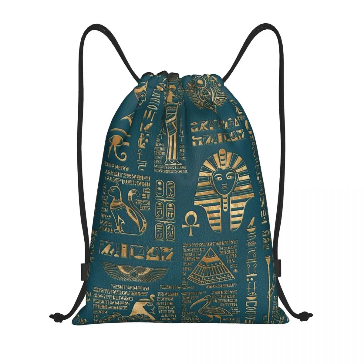 

Custom Egyptian Hieroglyphs And Deities Drawstring Backpack Women Men Sport Gym Sackpack Foldable Egypt Art Shopping Bag Sack