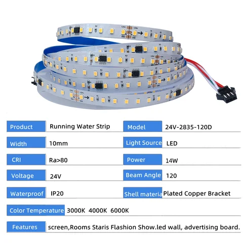 24V Hästkapplöpnings LED-remsa 2835 120Led/m, WS2811 IC Rinnande vattenljus, Trådlös styrenhet Strömförsörjning Kall/Naturvit/Varmvit 8 best sales ws2811-styrenhet - №6
