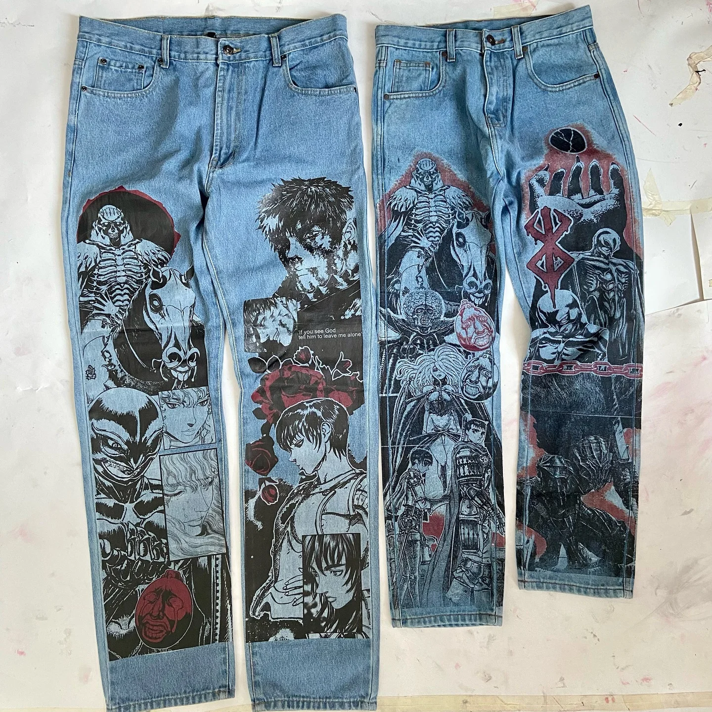 Y2k Jeans for Men Harajuku Japanese Popular Anime Print Baggy Jean Wide Leg Trouser New Style Streetwear Women High Waist Pants