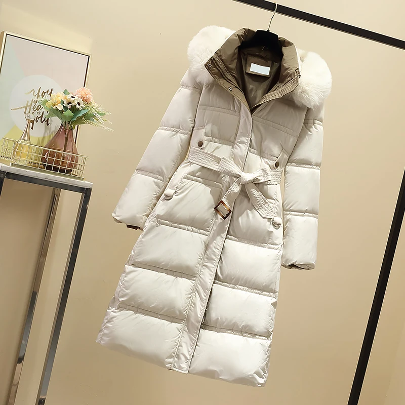 2023 Winter New Fashion Women Down Cotton Coat Hooded Thickened Slim Fit Women Coat Mid Length Warm Women  Snow Wear Overcoat